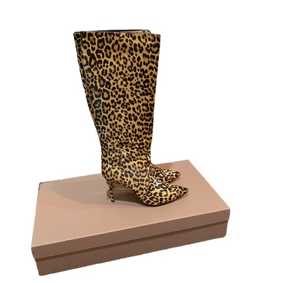 GIANVITO ROSSI Levy 85 leopard-print calf hair knee boots - Picture 2 of 11
